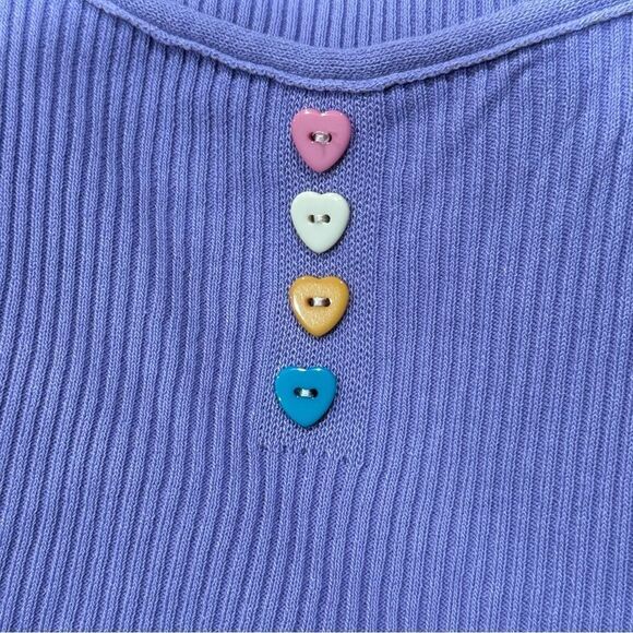Cider Purple Heart Button Cropped Tank Top Women’s Medium - Picture 3 of 3